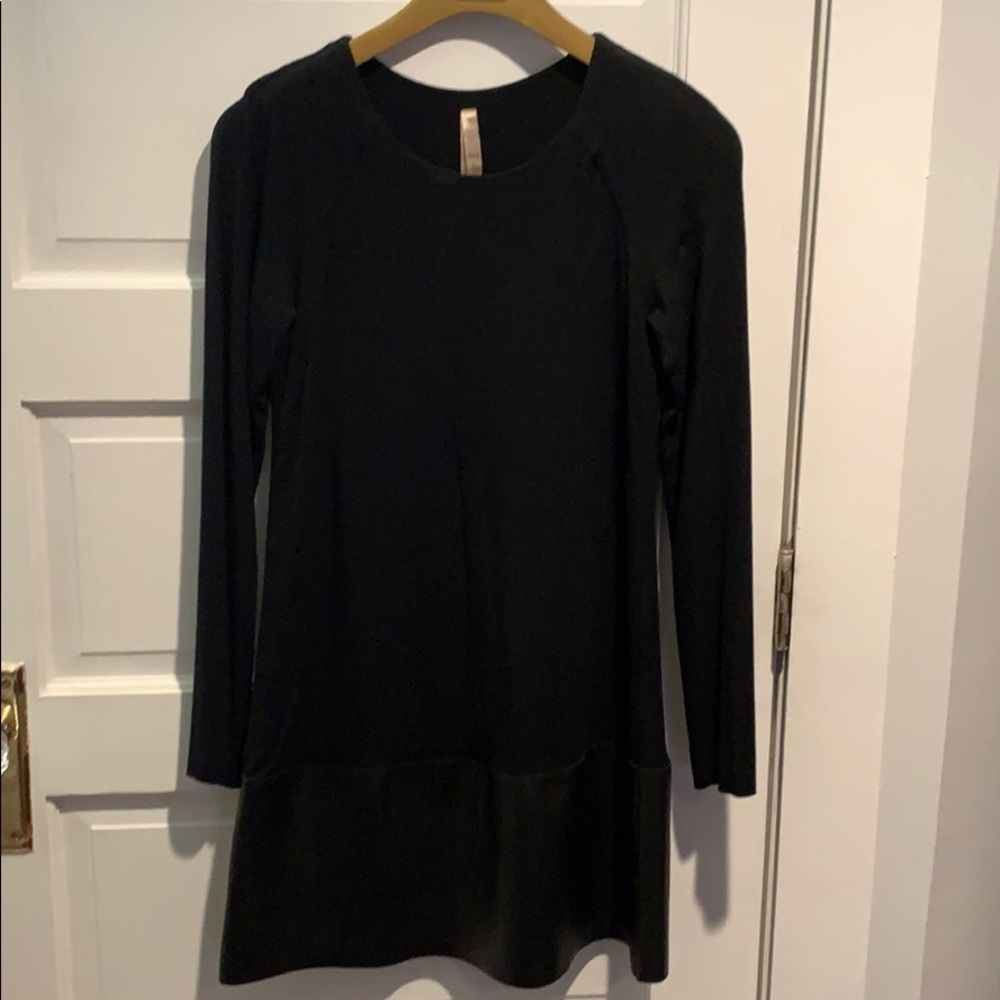 Black long sleeve dress with “leather” detail